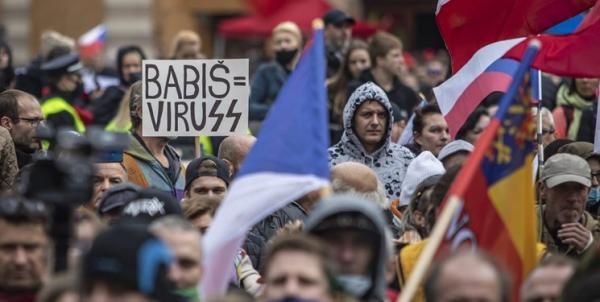 تظاهرات ضد محدودیت کرونا در چک